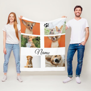 Simple colorful animal add name photo collage fleece blanket