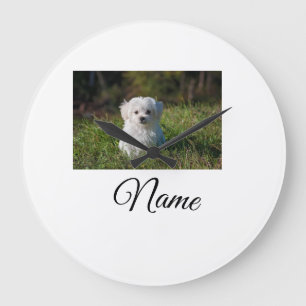 Simple colorful animal add name photo custom throw large clock