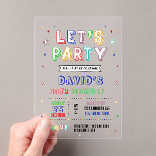 Simple Colorful Birthday Acrylic Invitations