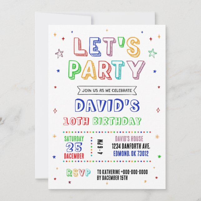 Simple Colorful Birthday Invitation (Front)