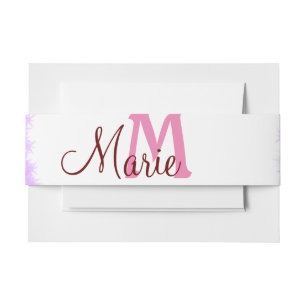 Simple colorful glitter sparkle add name monogram invitation belly band