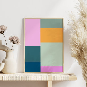 Simple Colorful Patchwork Geometric Shapes Design Poster