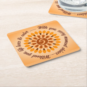 SIMPLE COLORFULL MODERN GIFT DAUGHTER SISTER MOM L SQUARE PAPER COASTER