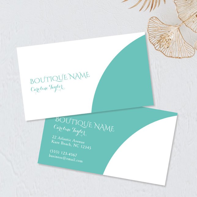 Simple Colour Block Boutique Teal Business Card (Creator Uploaded)