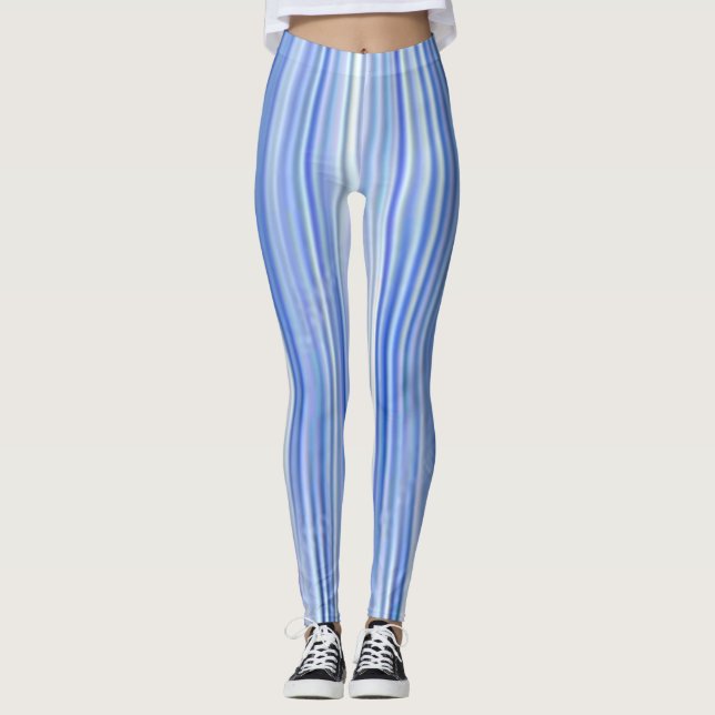 Simple Colour Blue And White  Leggings (Front)