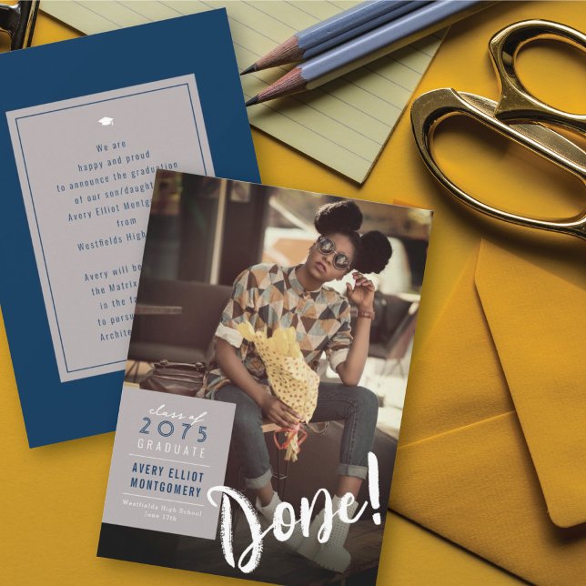 Simple Colour Box Minimalist Photo Graduation Announcement (Creator Uploaded)
