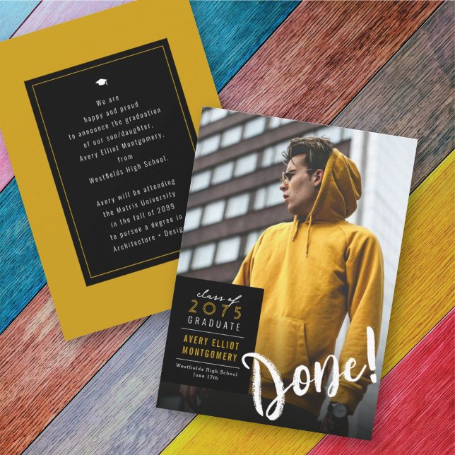 Simple Colour Box Minimalist Photo Graduation Announcement (Creator Uploaded)