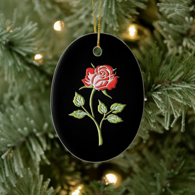 Simple Coloured Rose Ceramic Ornament (Tree)