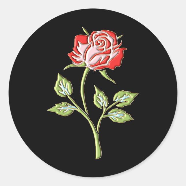 Simple Coloured Rose  Classic Round Sticker (Front)