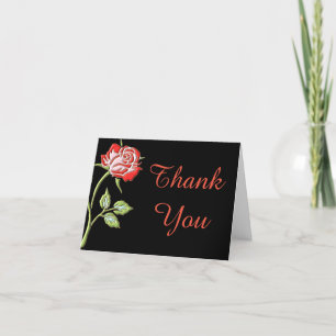 Simple Coloured Rose Folded Thank You Card