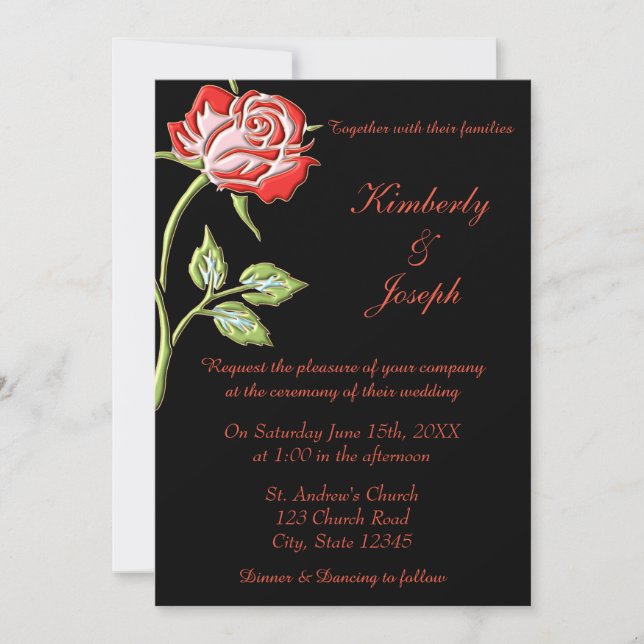 Simple Coloured Rose Invitation (Front)