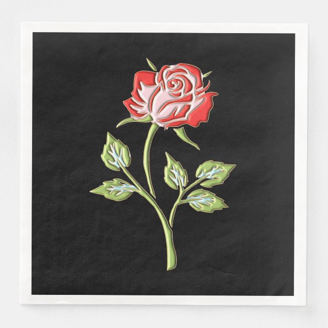 Simple Coloured Rose Napkin (Front)