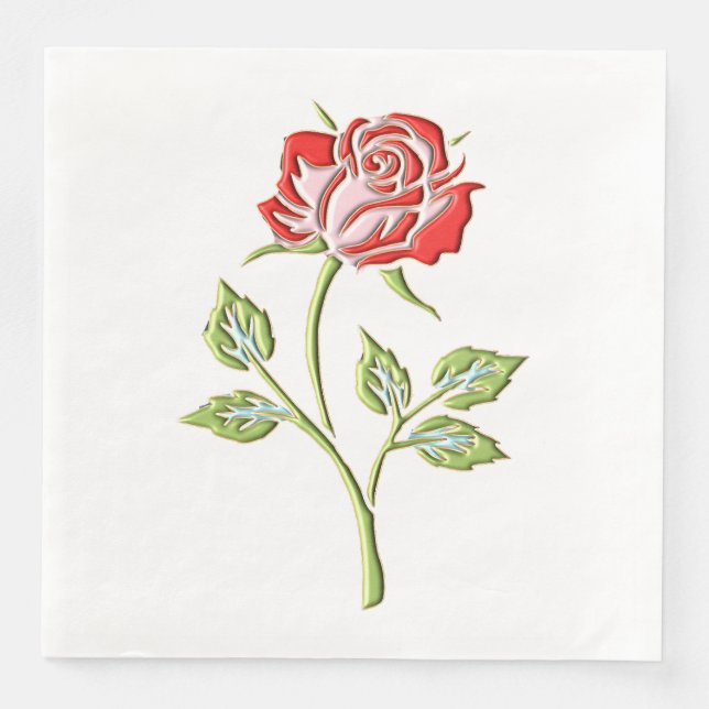 Simple Coloured Rose Napkin (Front)