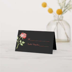 Simple Coloured Rose Place Card