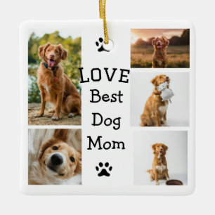 Simple colourful animal add name photo collage ceramic ornament