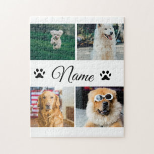 Simple colourful animal add name photo collage jigsaw puzzle
