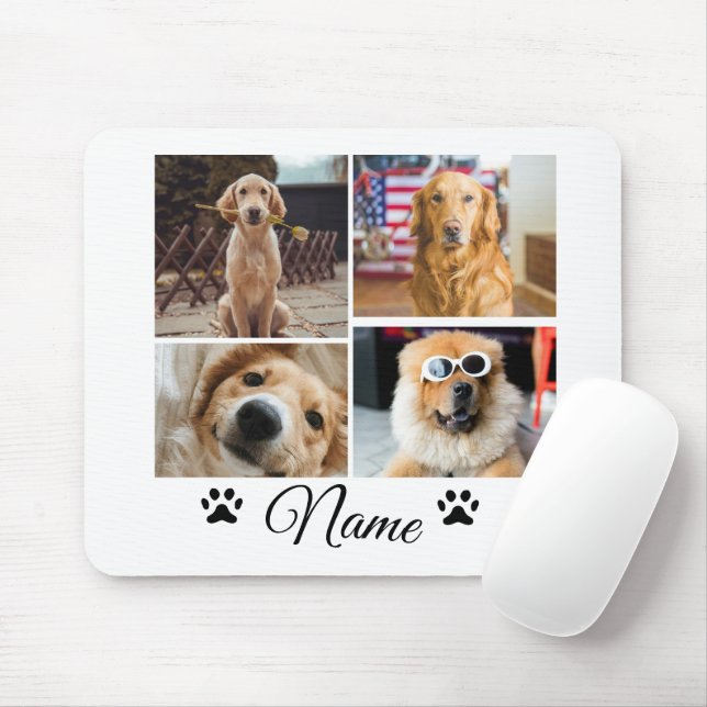 Simple colourful animal add name photo collage mouse pad (With Mouse)