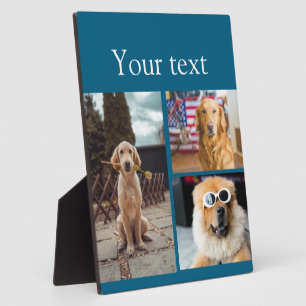 Simple colourful animal add name photo collage plaque