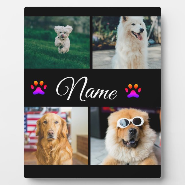 Simple colourful animal add name photo collage plaque (Front)