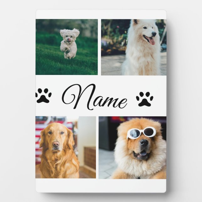Simple colourful animal add name photo collage plaque (Front)