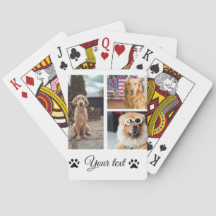 Simple colourful animal add name photo collage playing cards