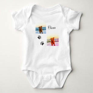 Simple colourful animal add name photo custom baby bodysuit