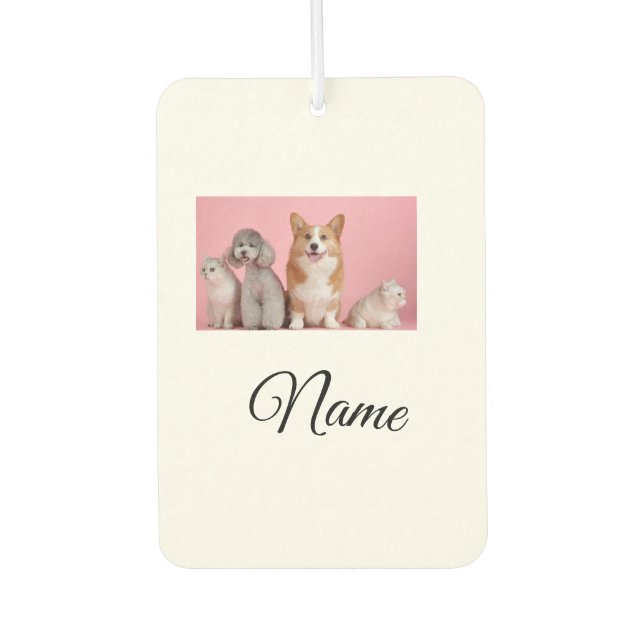 Simple colourful animal add name photo custom car air freshener (Front)