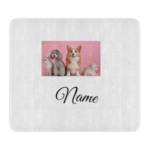 Simple colourful animal add name photo custom cutting board