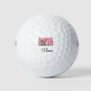 Simple colourful animal add name photo custom golf balls