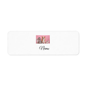 Simple colourful animal add name photo custom return address label