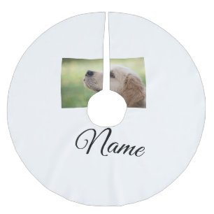Simple colourful animal add name photo custom thro brushed polyester tree skirt