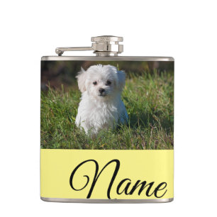 Simple colourful animal add name photo custom thro hip flask