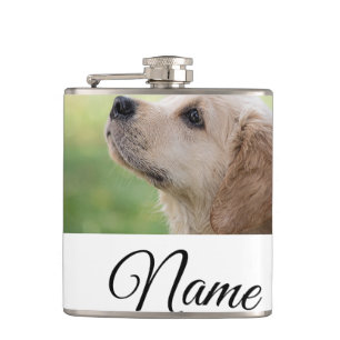 Simple colourful animal add name photo custom thro hip flask