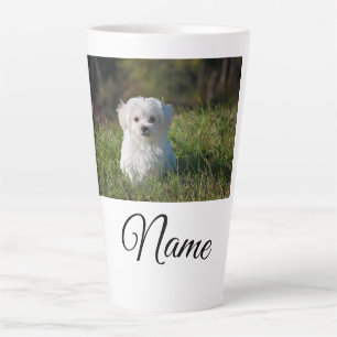 Simple colourful animal add name photo custom thro latte mug