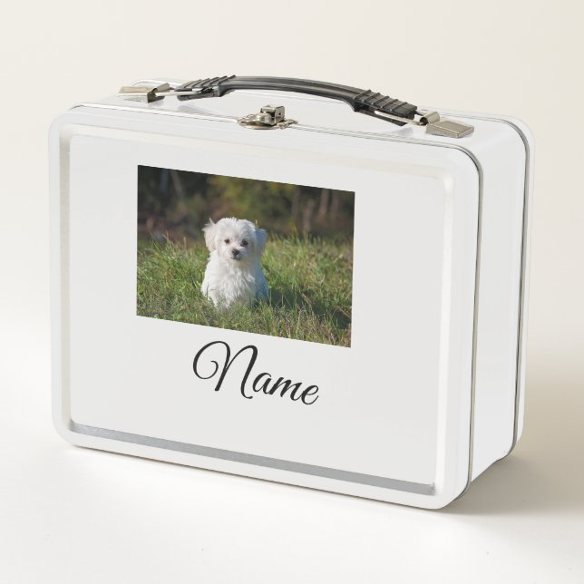 Simple colourful animal add name photo custom thro metal lunch box (Front)