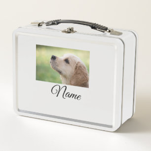 Simple colourful animal add name photo custom thro metal lunch box