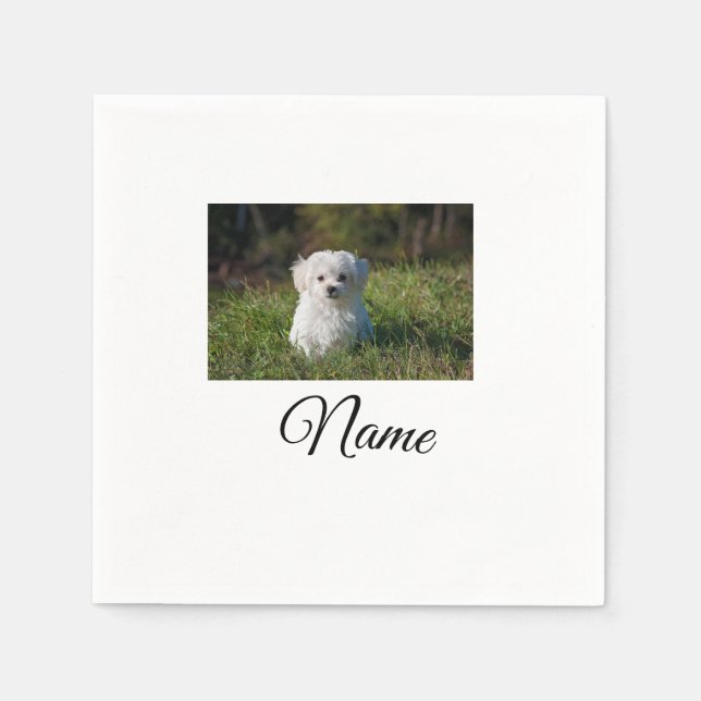Simple colourful animal add name photo custom thro napkin (Front)