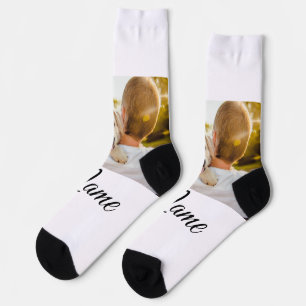 Simple colourful animal add name photo custom thro socks