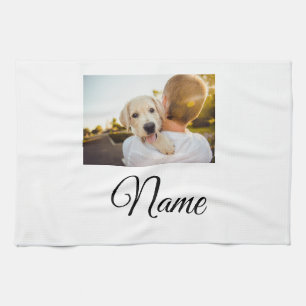 Simple colourful animal add name photo custom thro tea towel