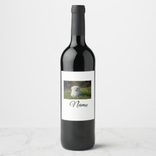 Simple colourful animal add name photo custom thro wine label