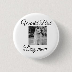 Simple colourful animal add name photo dog mum gif 3 cm round badge