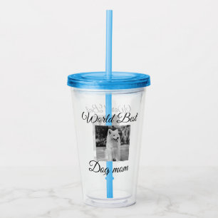 Simple colourful animal add name photo dog mum gif acrylic tumbler