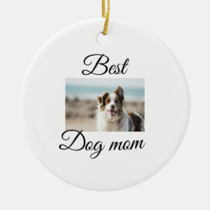 Simple colourful animal add name photo dog mum gif ceramic ornament