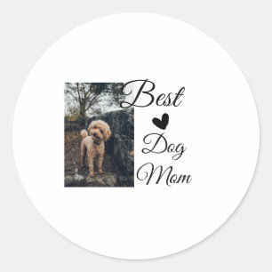 Simple colourful animal add name photo dog mum gif classic round sticker