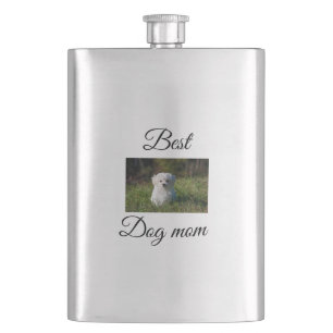 Simple colourful animal add name photo dog mum gif hip flask
