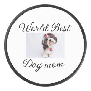Simple colourful animal add name photo dog mum gif hockey puck
