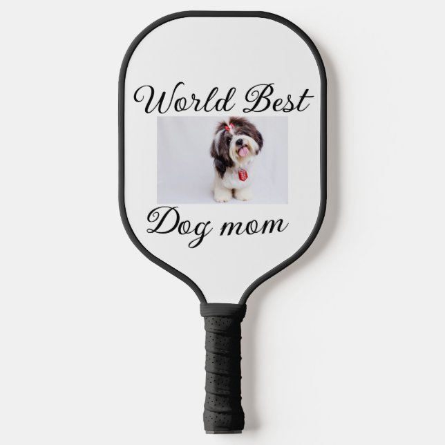 Simple colourful animal add name photo dog mum gif pickleball paddle (Front)