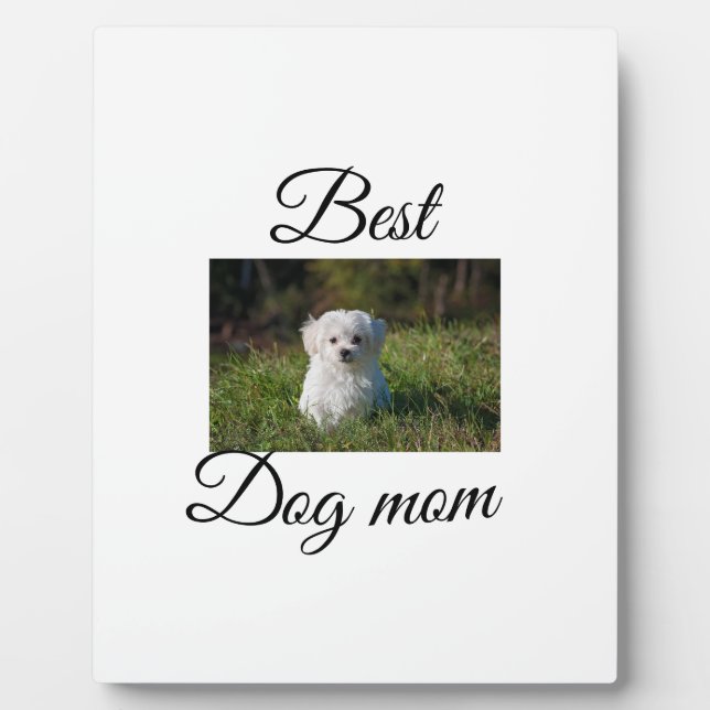 Simple colourful animal add name photo dog mum gif plaque (Front)