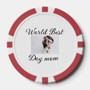 Simple colourful animal add name photo dog mum gif poker chips