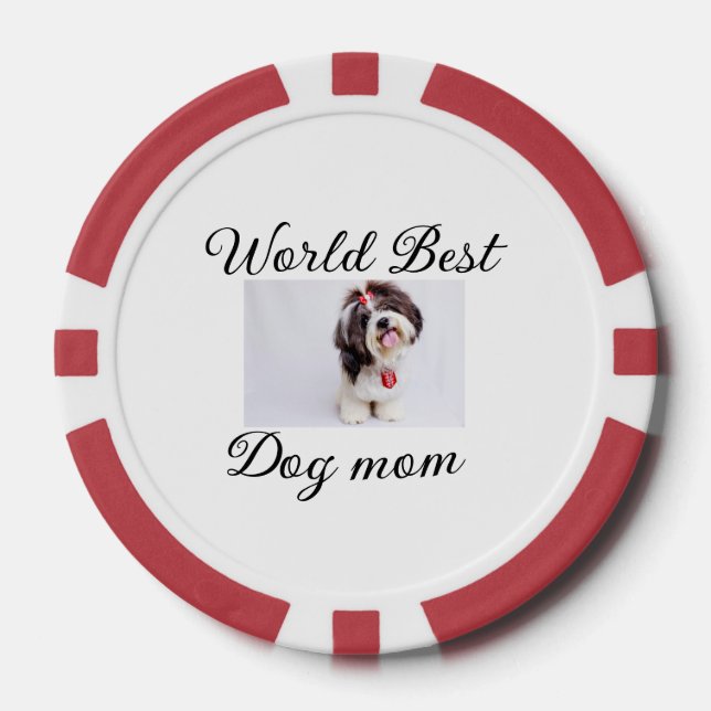 Simple colourful animal add name photo dog mum gif poker chips (Front)